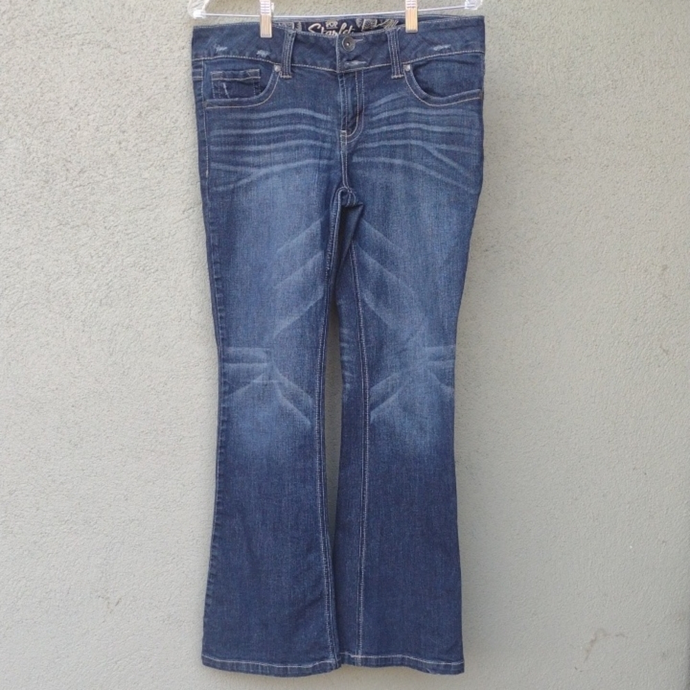 Refuge Pop Starlet Flare Stretch Jeans Dark Blue 12R